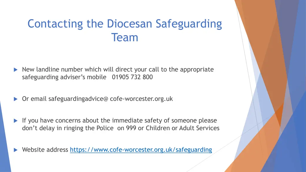 contacting the diocesan safeguarding team