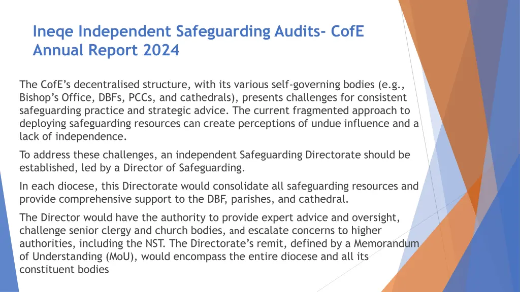ineqe independent safeguarding audits cofe annual