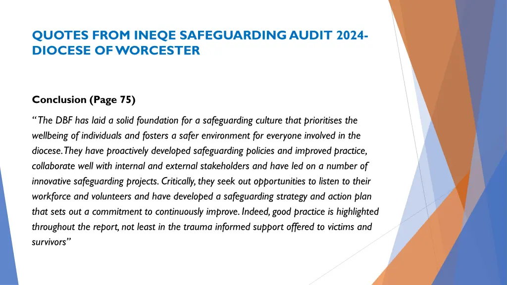 quotes from ineqe safeguarding audit 2024 diocese 1
