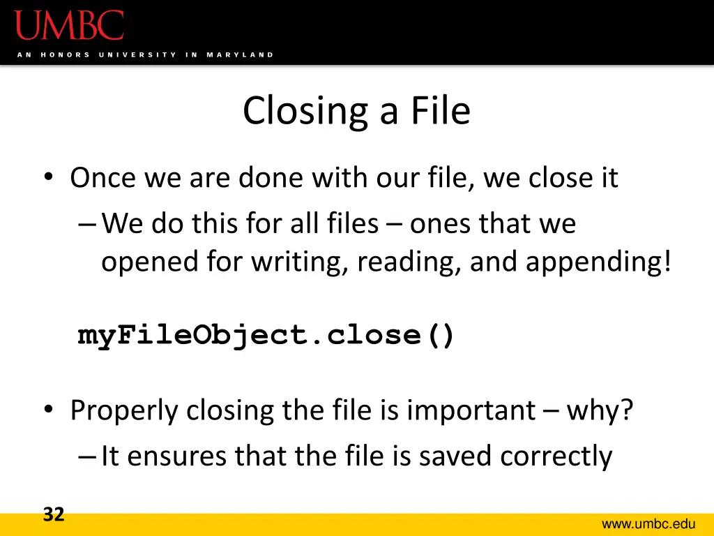 closing a file