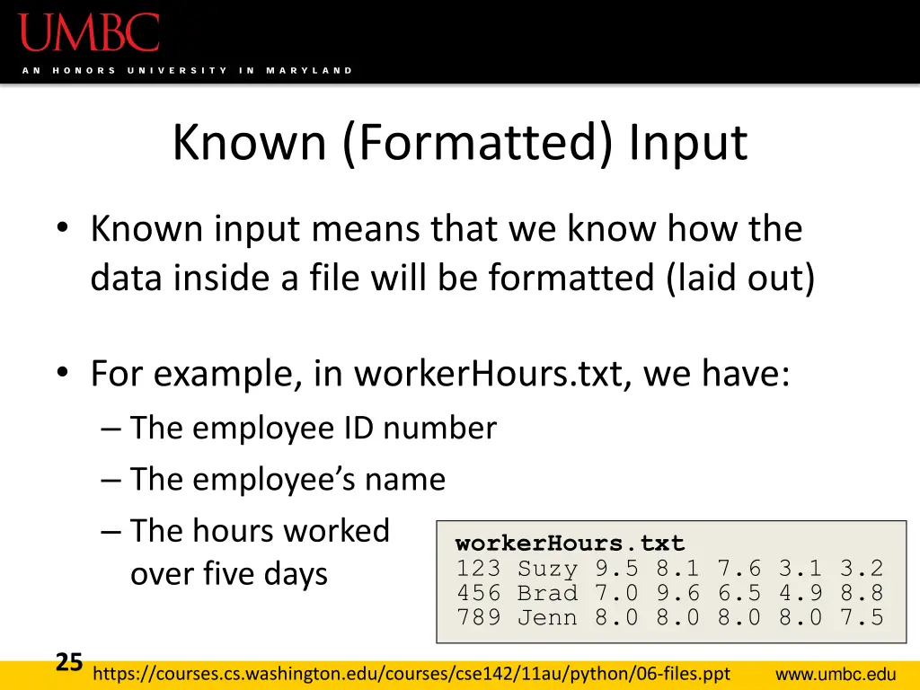 known formatted input