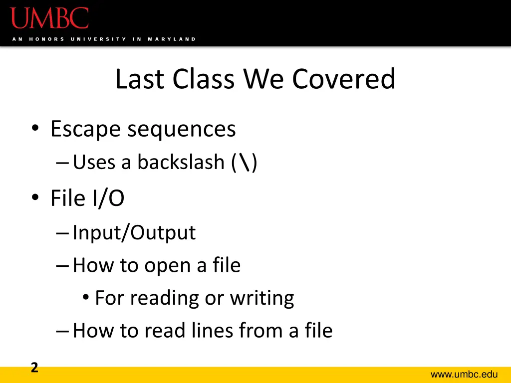 last class we covered