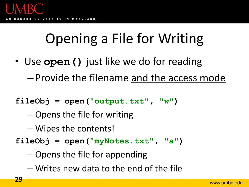 opening a file for writing