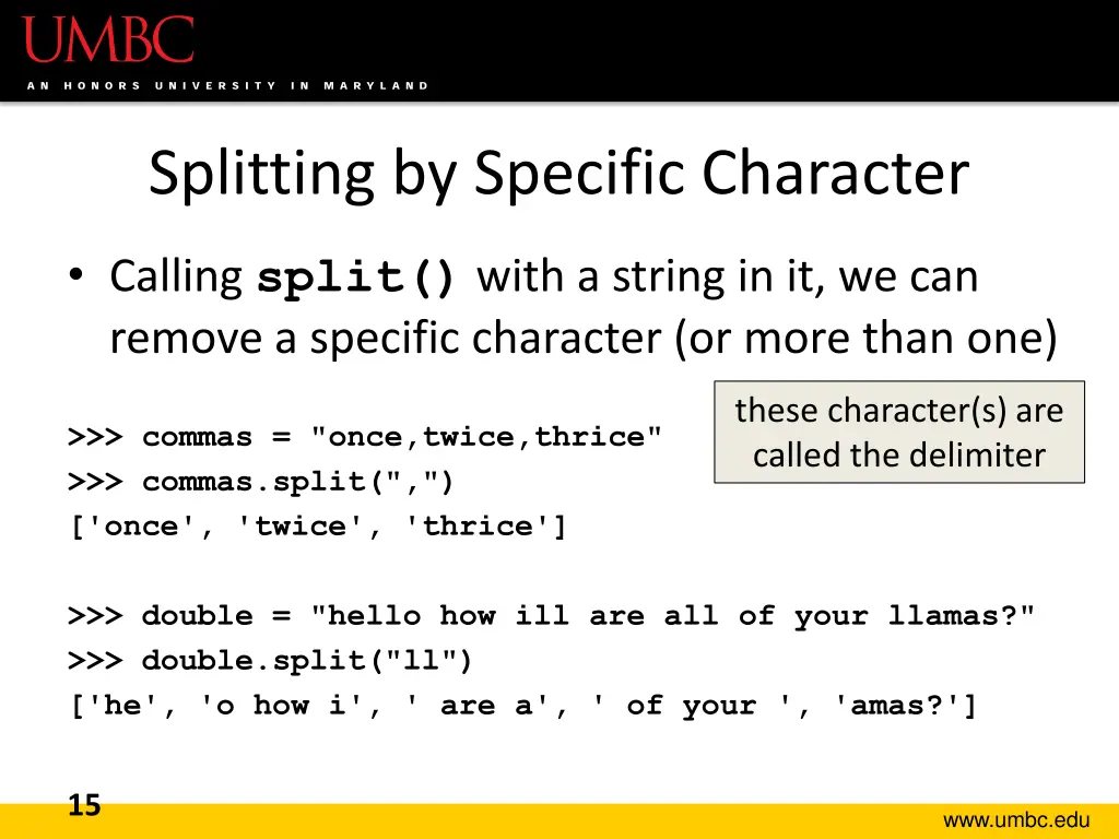 splitting by specific character