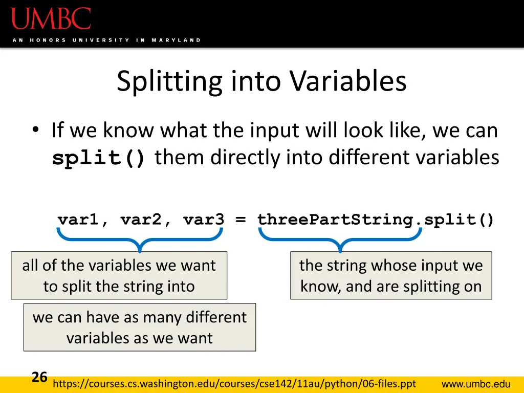 splitting into variables 1