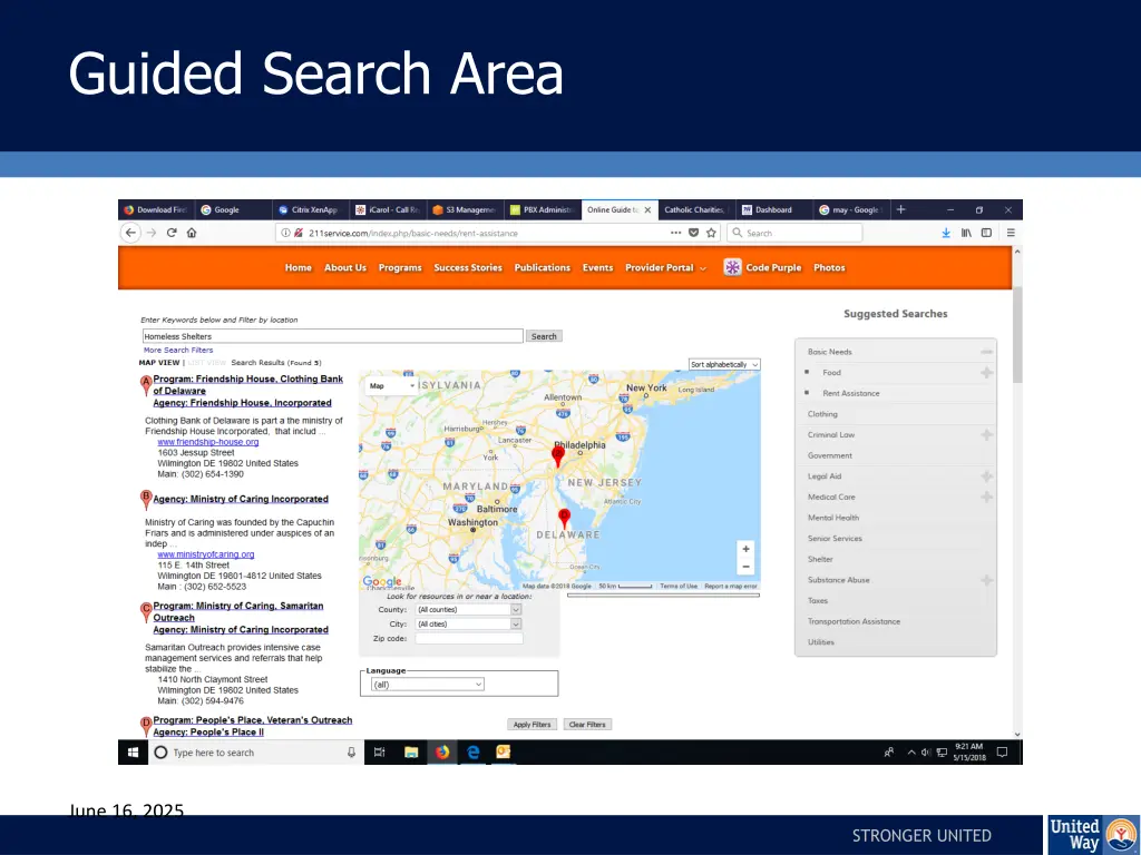 guided search area