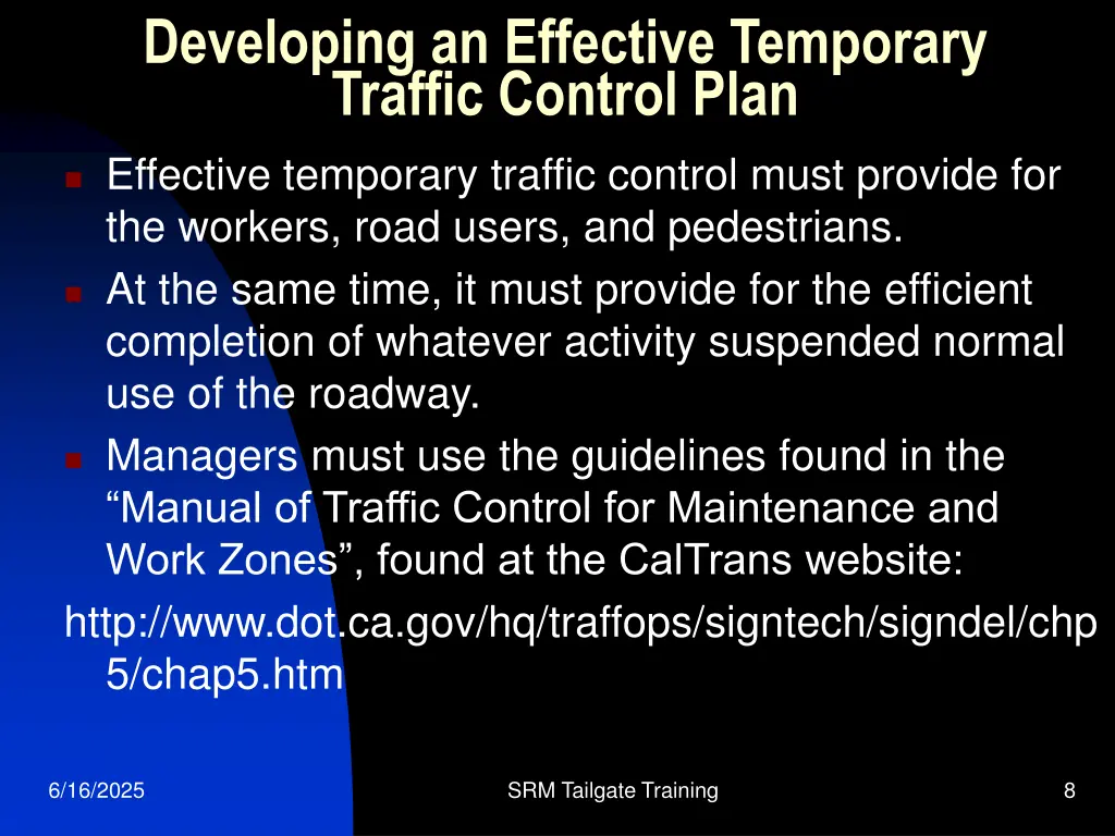 developing an effective temporary traffic control