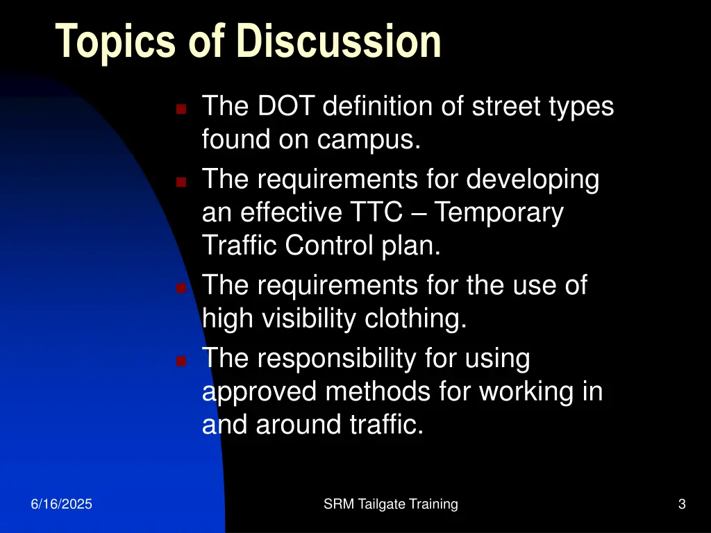 topics of discussion