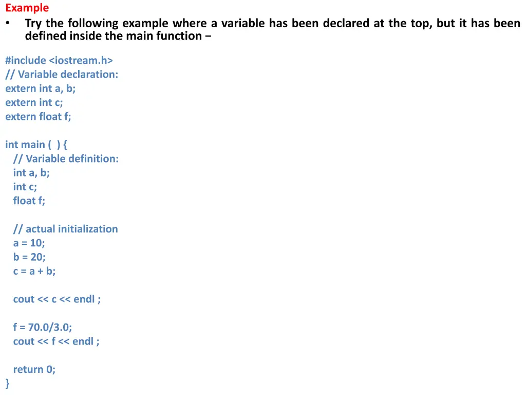 example try the following example where
