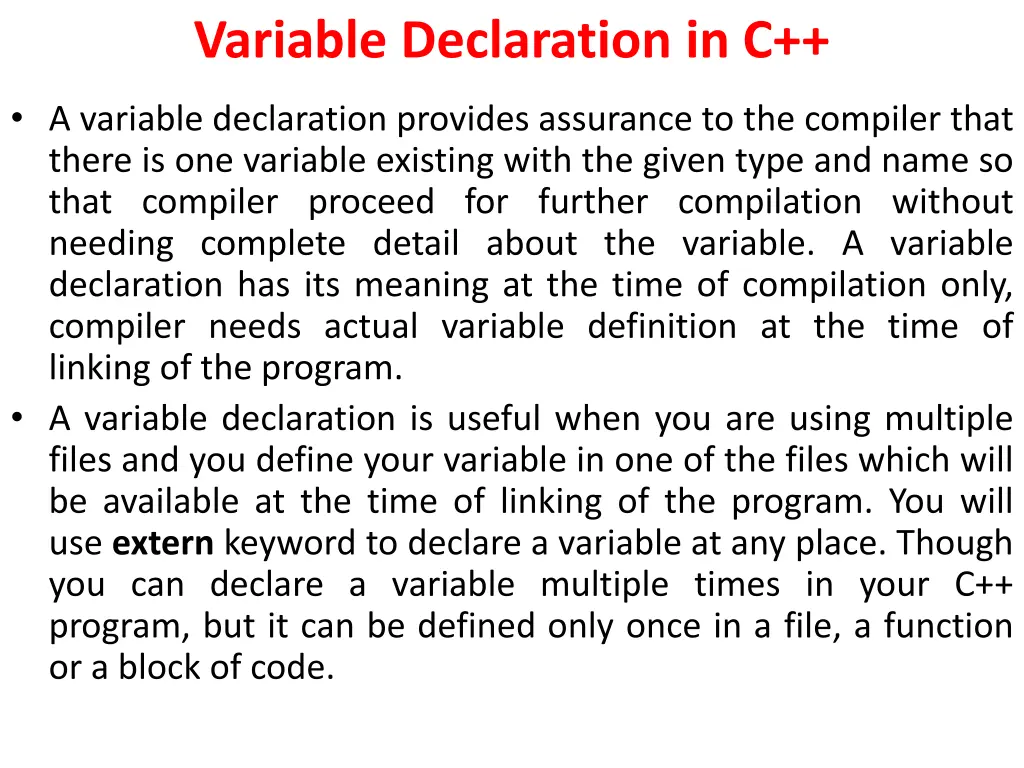 variable declaration in c