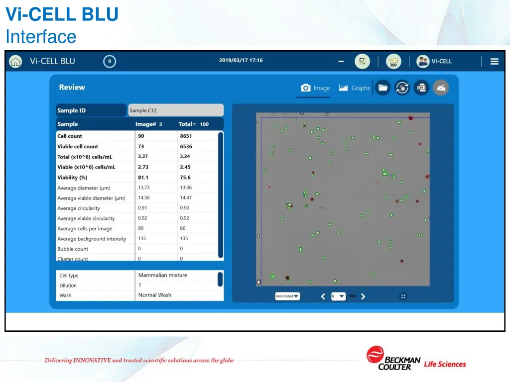 vi cell blu interface