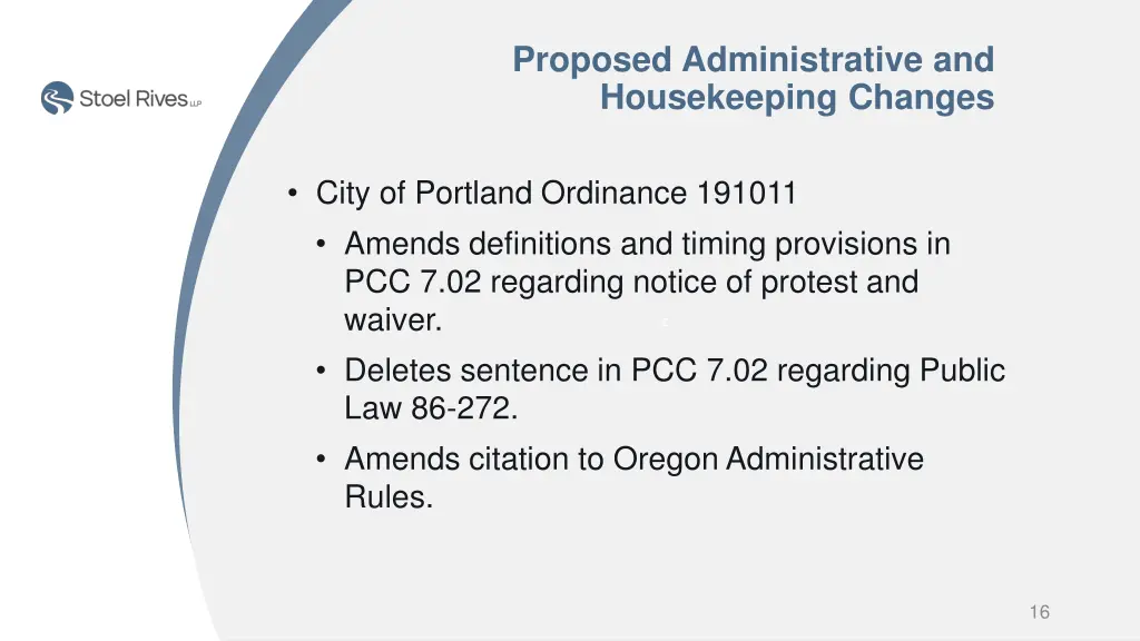 proposed administrative and housekeeping changes