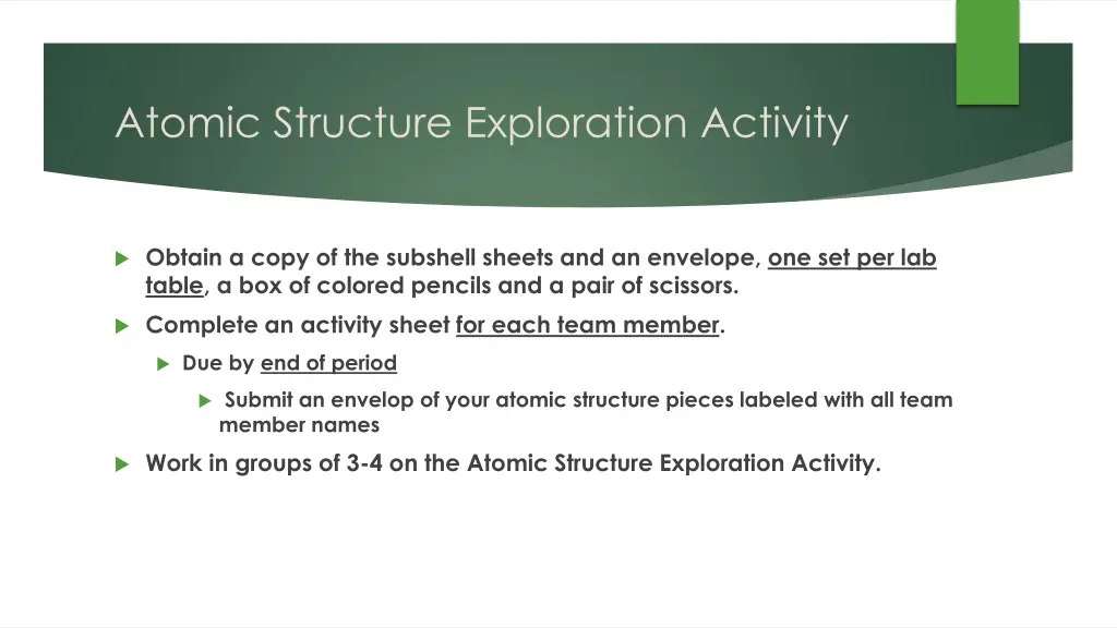 atomic structure exploration activity
