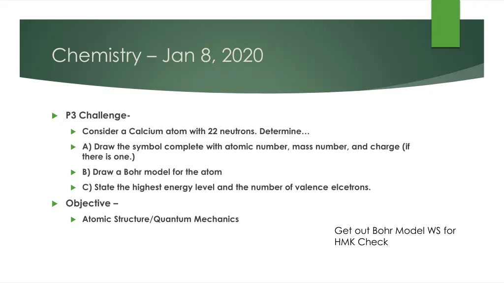 chemistry jan 8 2020