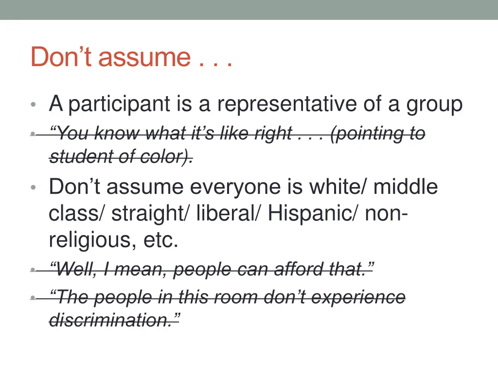 don t assume