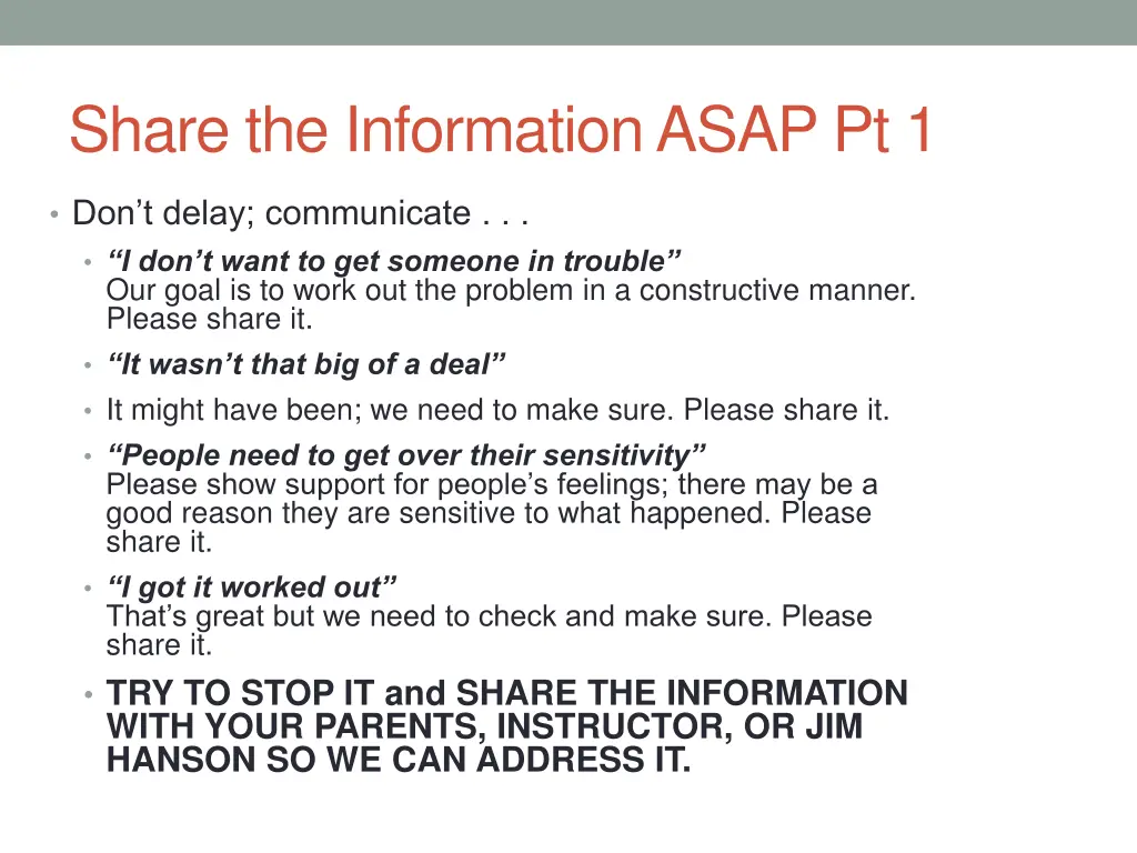 share the information asap pt 1