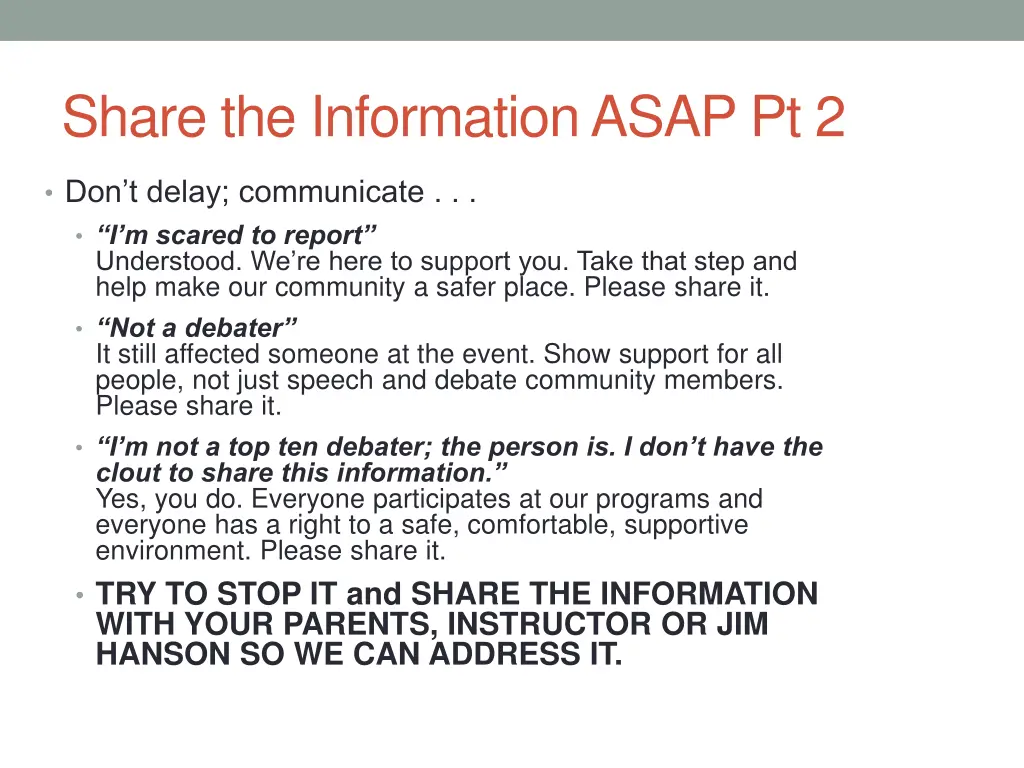 share the information asap pt 2