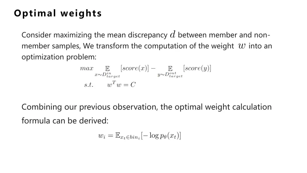 optimal weights