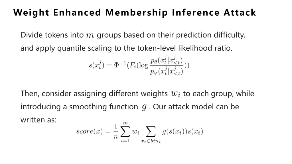 weight enhanced membership inference attack