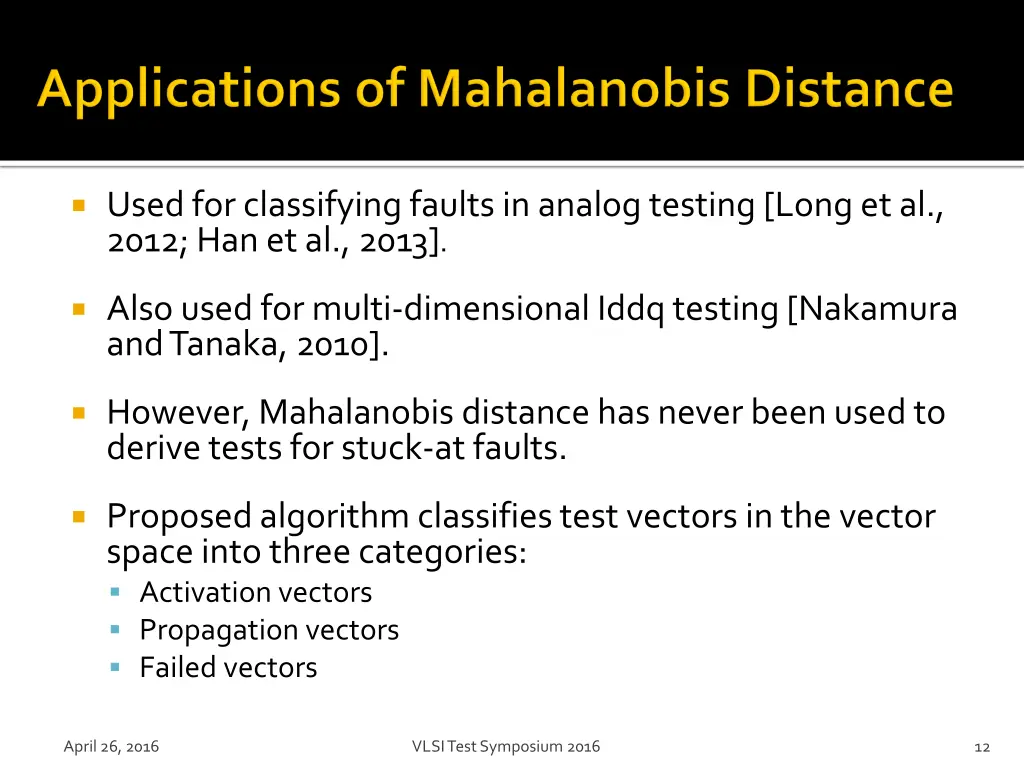 used for classifying faults in analog testing