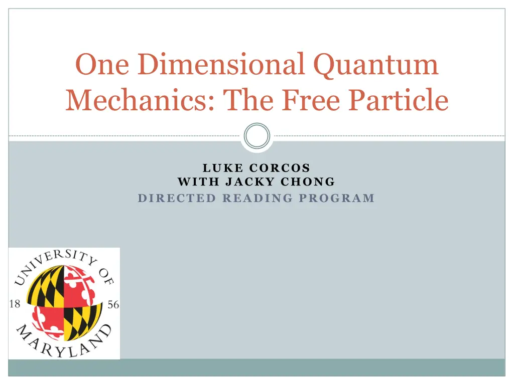 one dimensional quantum mechanics the free