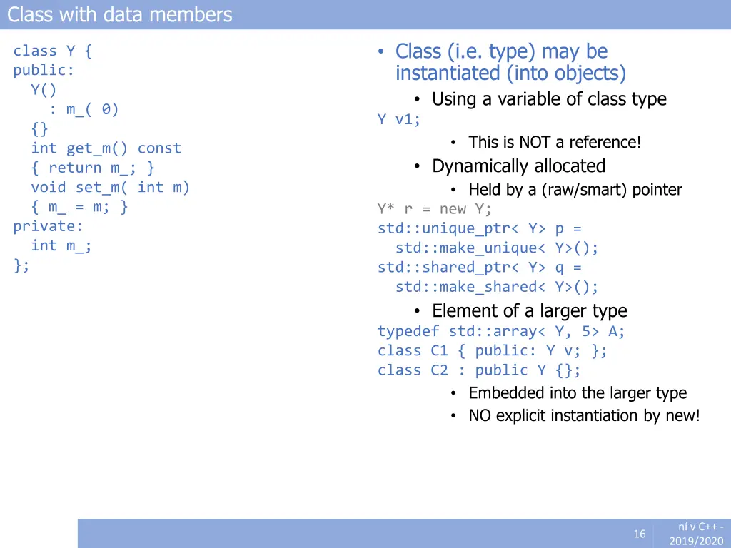class with data members
