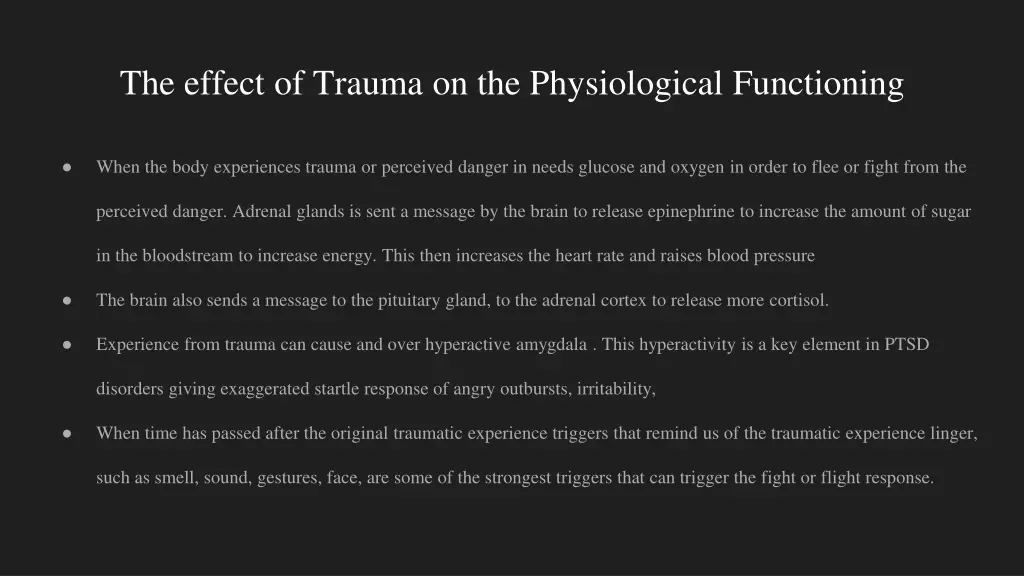 the effect of trauma on the physiological