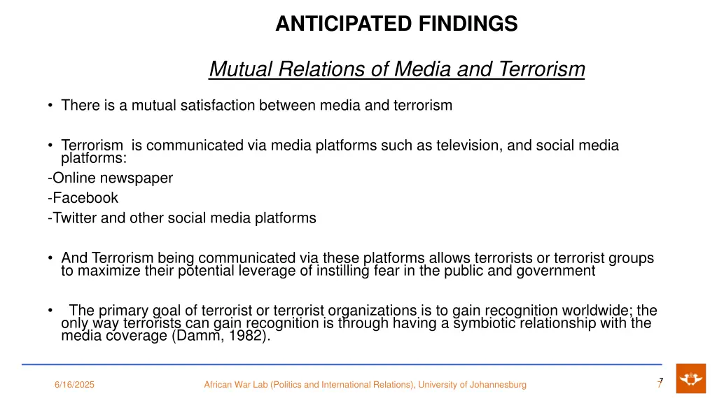 anticipated findings