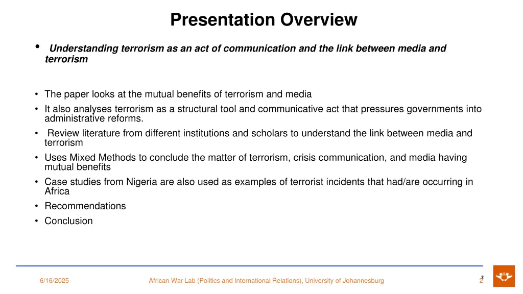 presentation overview