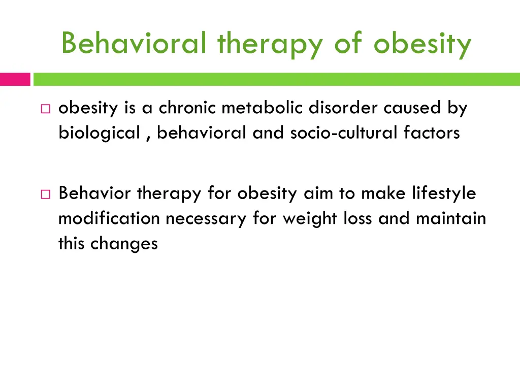 behavioral therapy of obesity 1