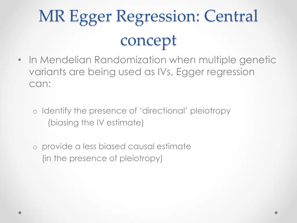 mr egger regression central concept in mendelian