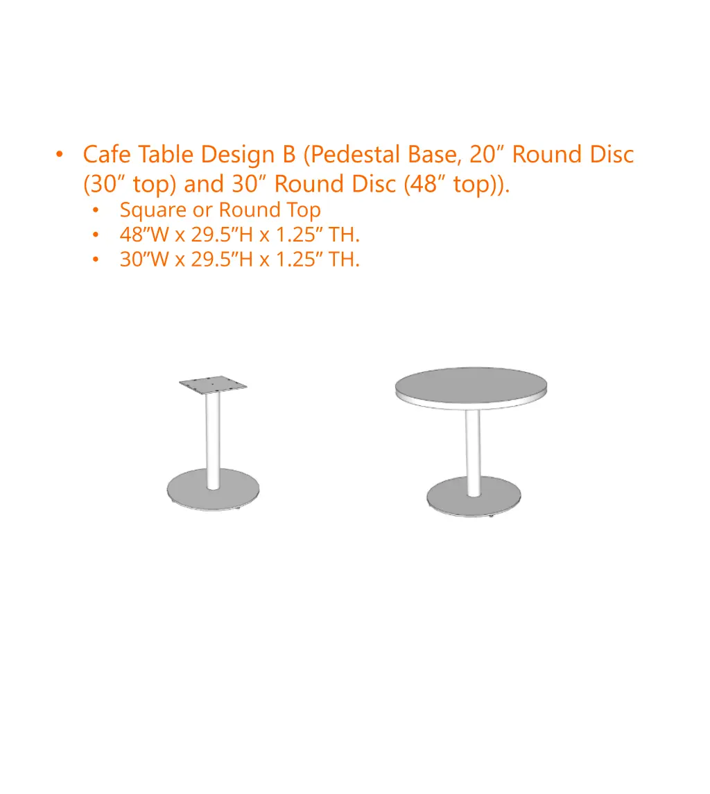 cafe table design b pedestal base 20 round disc