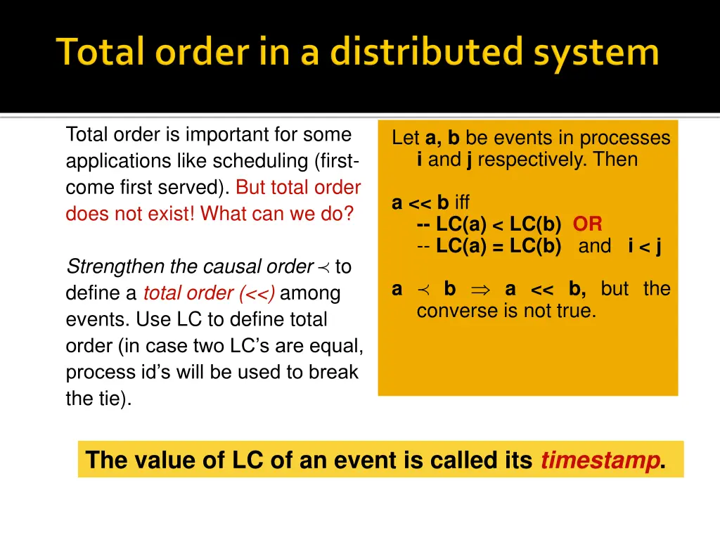 total order is important for some applications