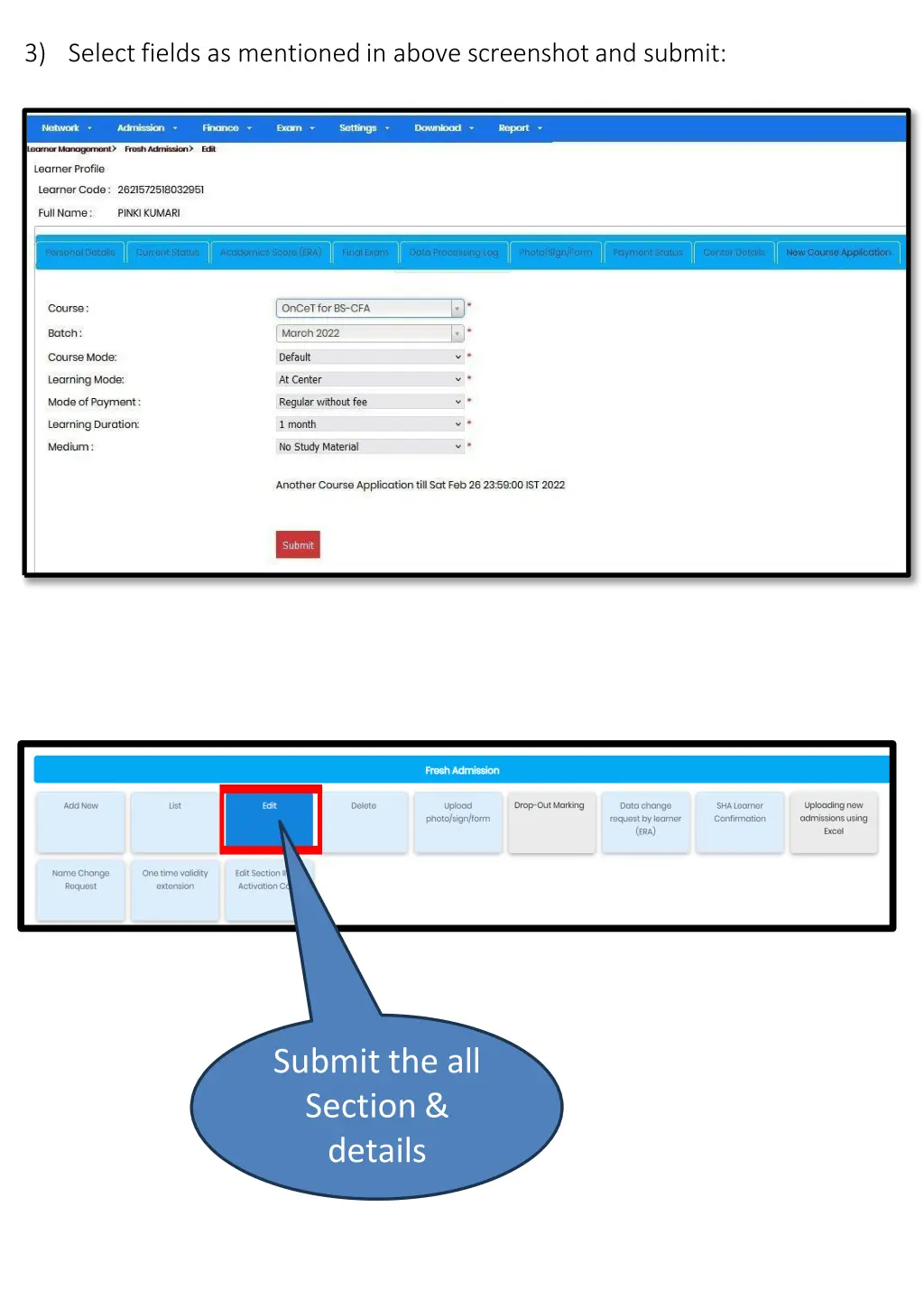 3 select fields as mentioned in above screenshot