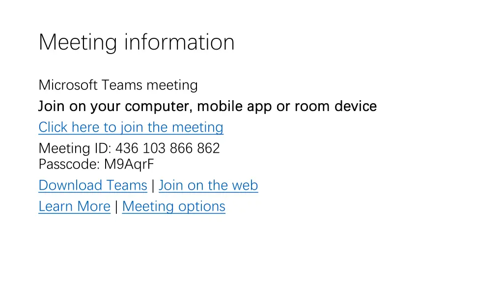 meeting information