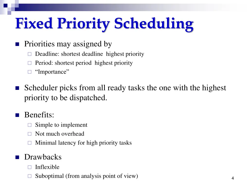 fixed priority scheduling