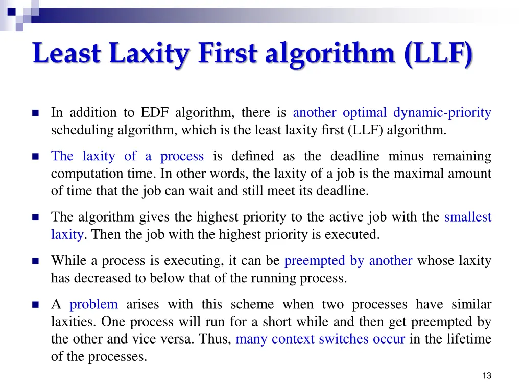 least laxity first algorithm llf