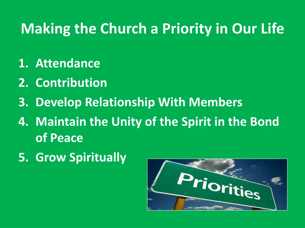 making the church a priority in our life 1