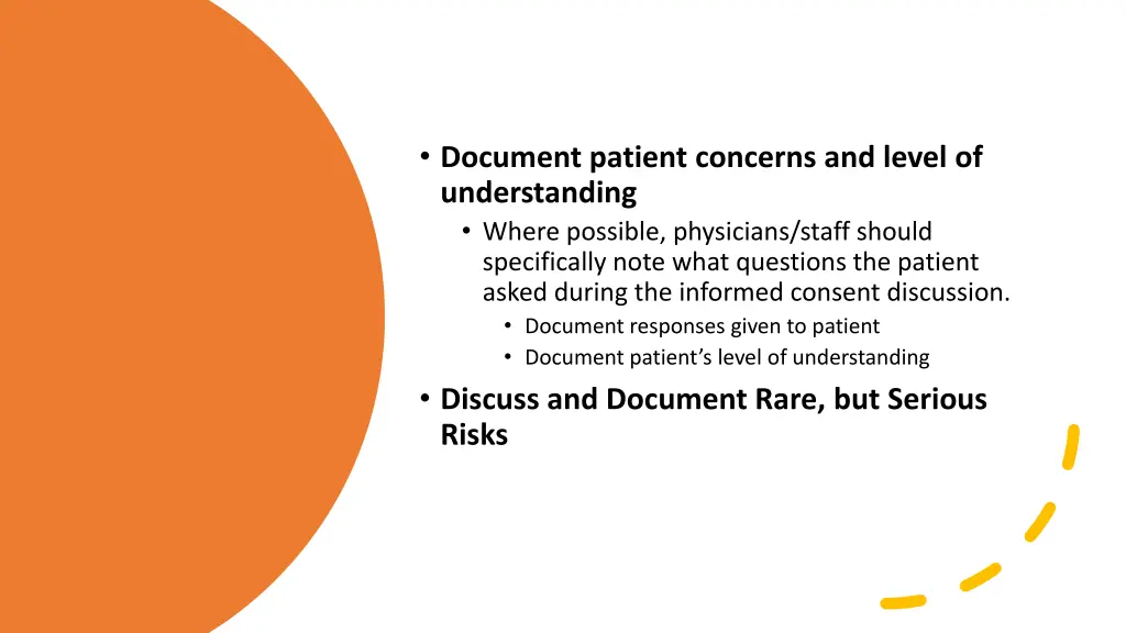 document patient concerns and level
