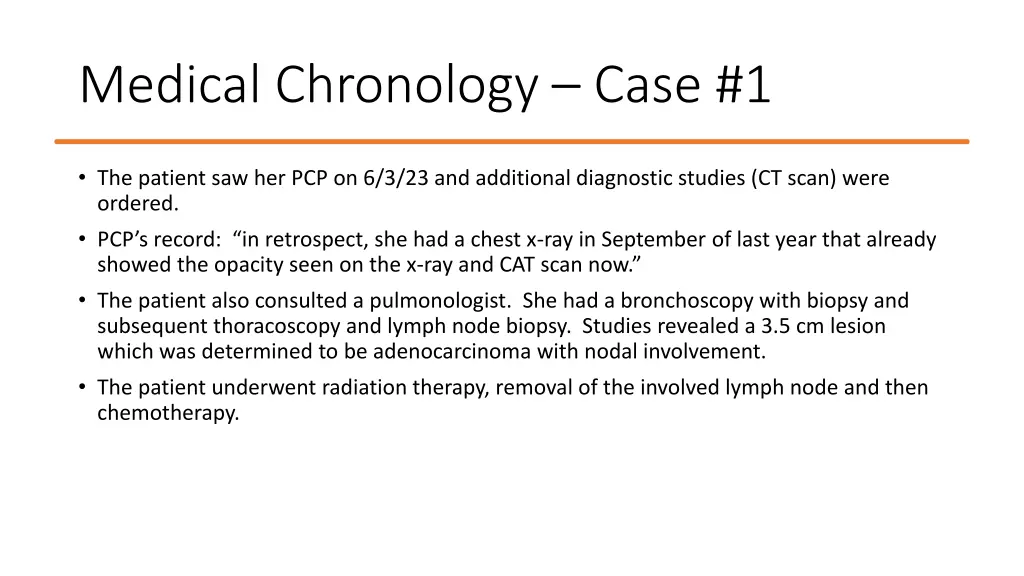 medical chronology case 1 2