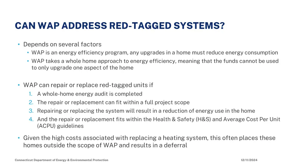 can wap address red tagged systems