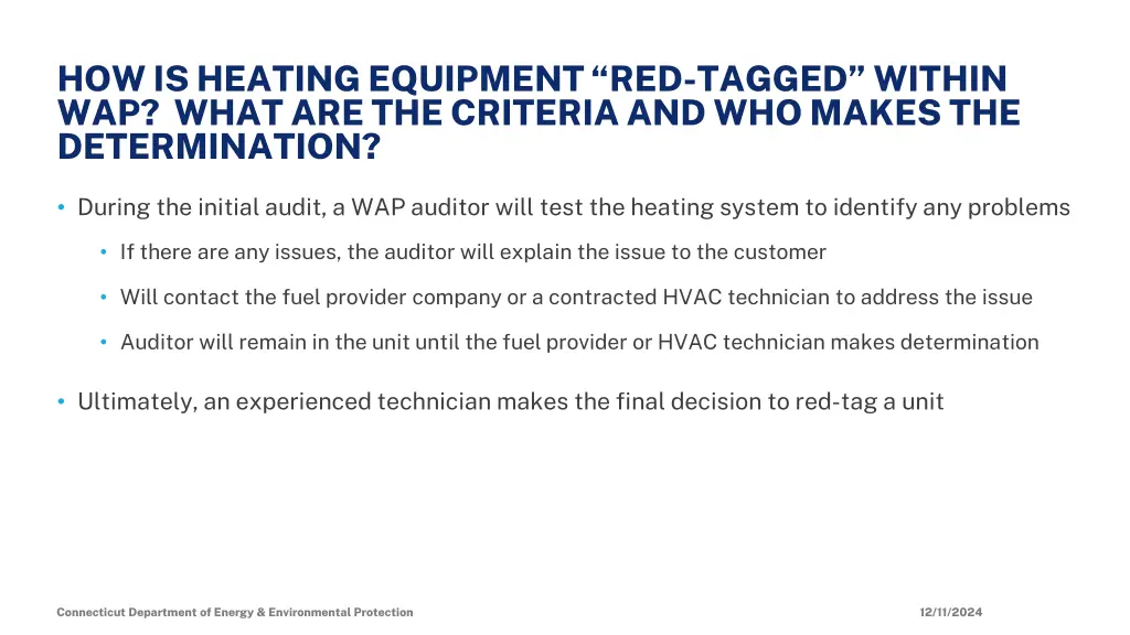how is heating equipment red tagged within