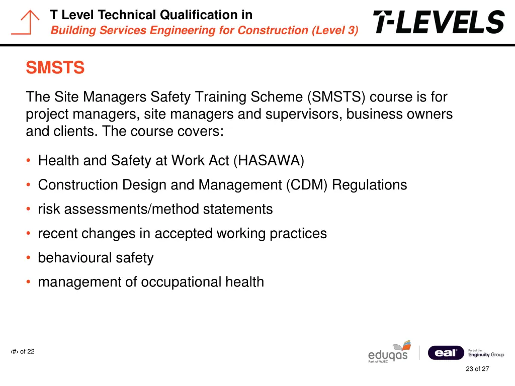 t level technical qualification in building 22