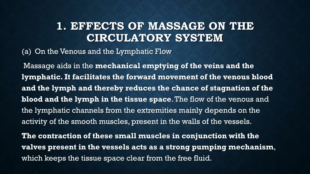 1 effects of massage on the circulatory system