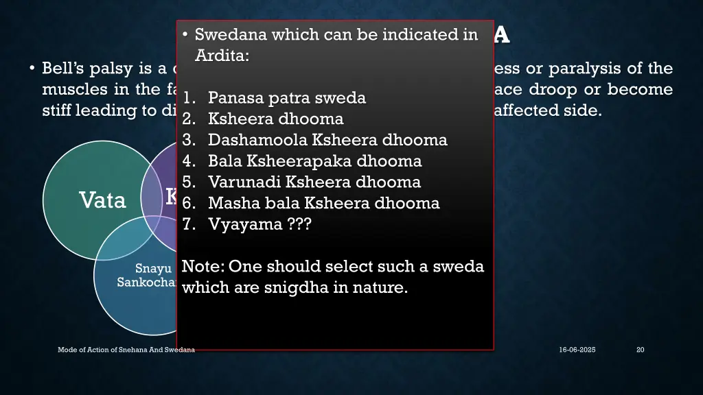 facial palsy ardita swedana which