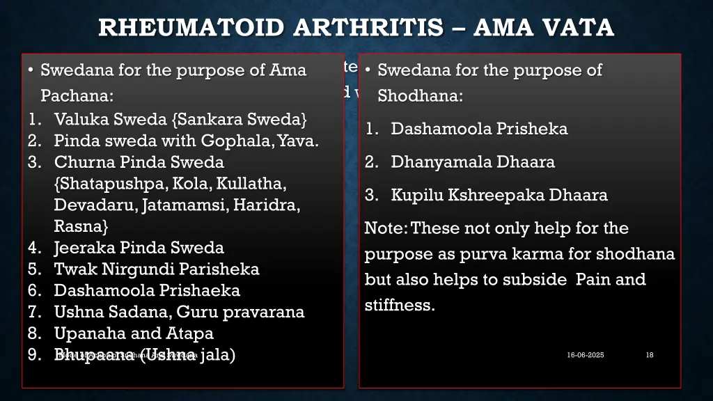 rheumatoid arthritis ama vata