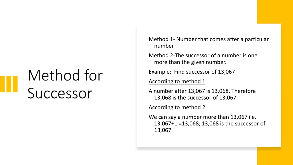 method 1 number that comes after a particular