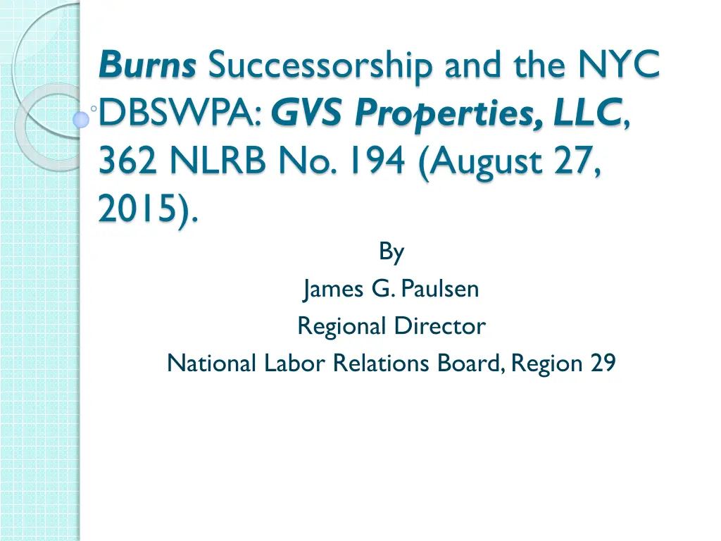 burns successorship and the nyc dbswpa