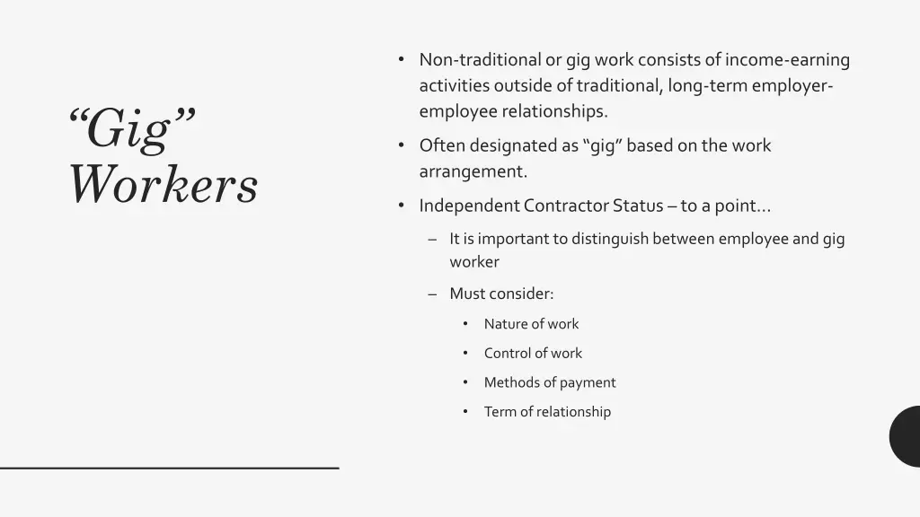 non traditional or gig work consists of income