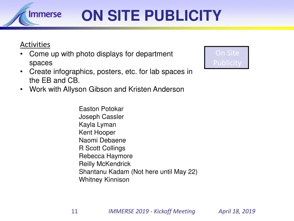 on site publicity